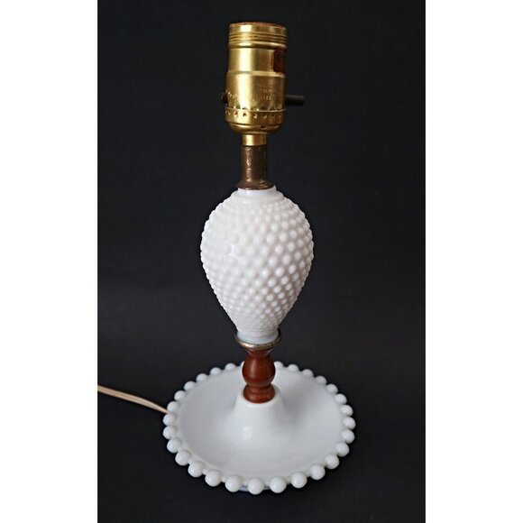 Vintage Milk Glass Hobnail Lamp White Mid Century Modern Boudoir Lamp - Picture 3 of 8